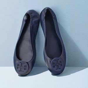 Tory Burch Minnie Travel Ballet Flats - Navy Blue